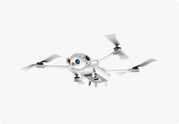 White inspection drone in flight